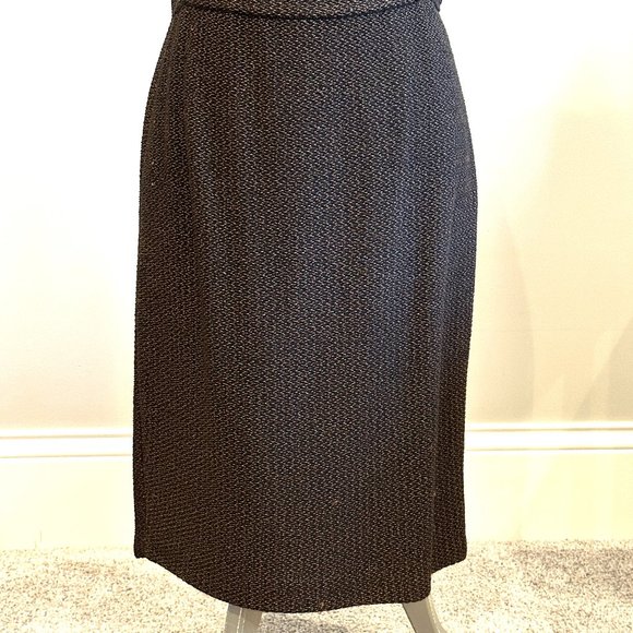 Wool and Rayon Brown Tweed Pencil Skirt - Picture 2 of 9